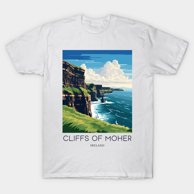 A Pop Art Travel Print of the Cliffs of Moher - The Burren - Ireland T-Shirt by Studio Red Koala